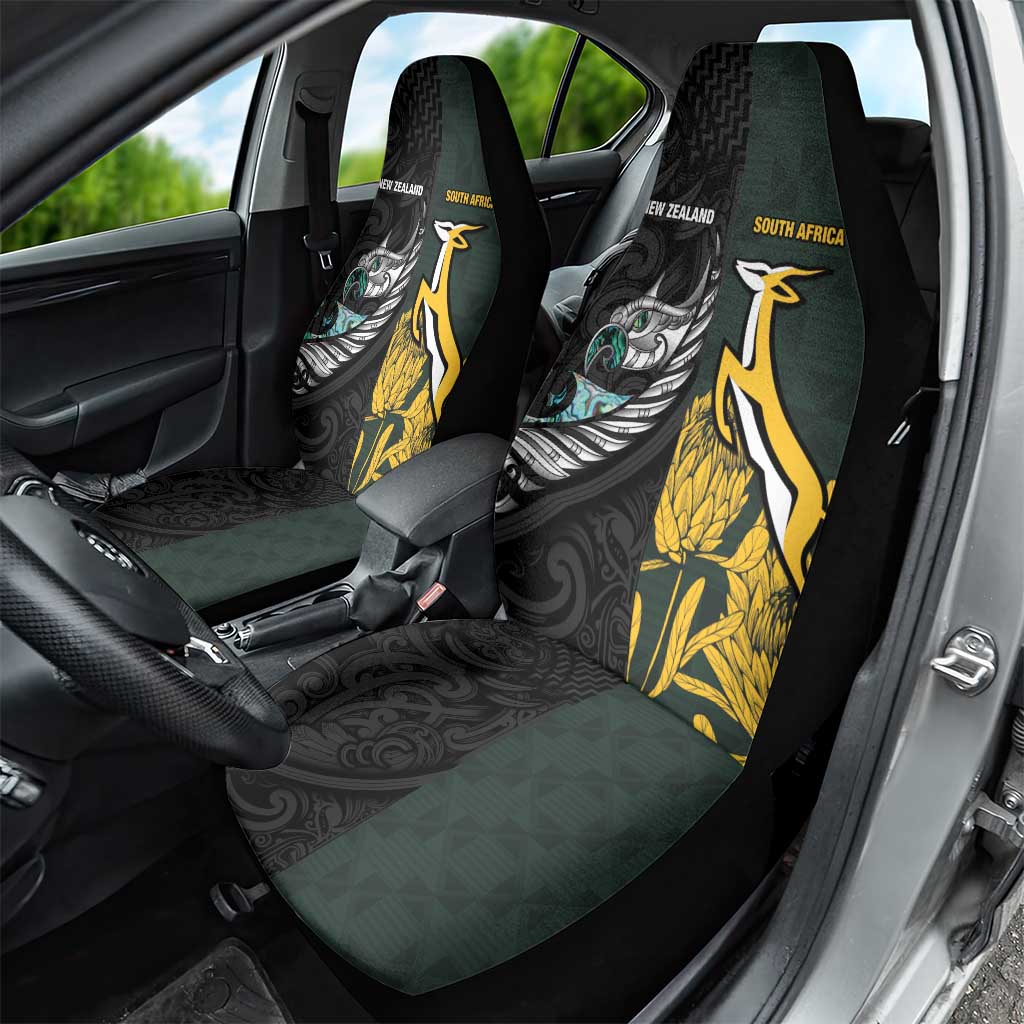 New Zealand and South Africa Rugby Car Seat Cover Silver Fern With Springboks