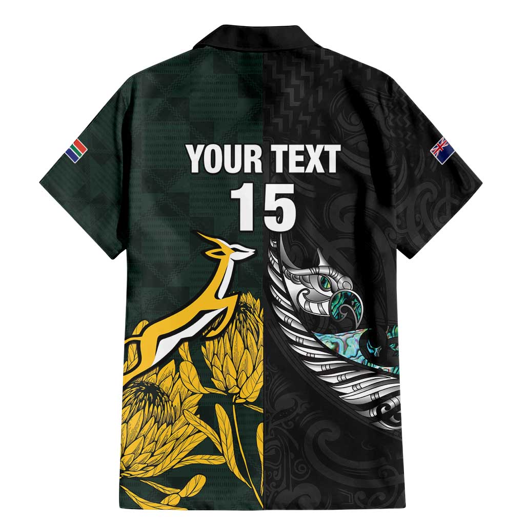 New Zealand and South Africa Rugby Custom Family Matching Mermaid Dress and Hawaiian Shirt Silver Fern With Springboks