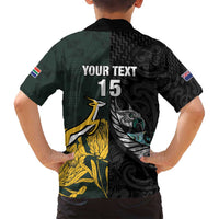 New Zealand and South Africa Rugby Custom Family Matching Summer Maxi Dress and Hawaiian Shirt Silver Fern With Springboks