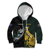 New Zealand and South Africa Rugby Custom Kid Hoodie Silver Fern With Springboks