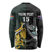 New Zealand and South Africa Rugby Custom Long Sleeve Shirt Silver Fern With Springboks