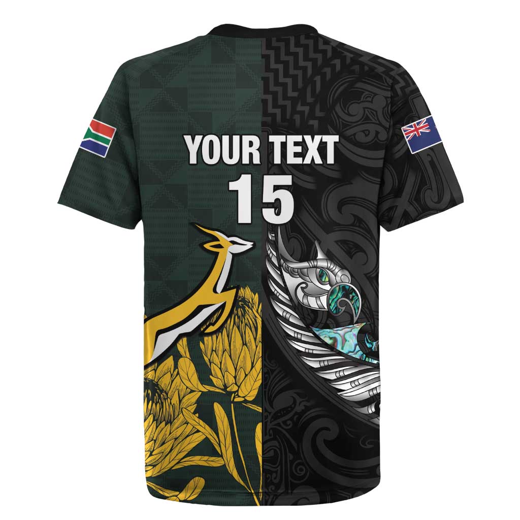 New Zealand and South Africa Rugby Custom Rugby Jersey Silver Fern With Springboks