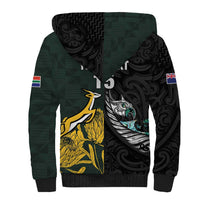 New Zealand and South Africa Rugby Custom Sherpa Hoodie Silver Fern With Springboks