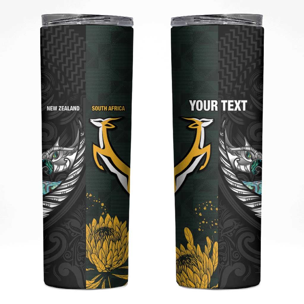 New Zealand and South Africa Rugby Custom Skinny Tumbler Silver Fern With Springboks