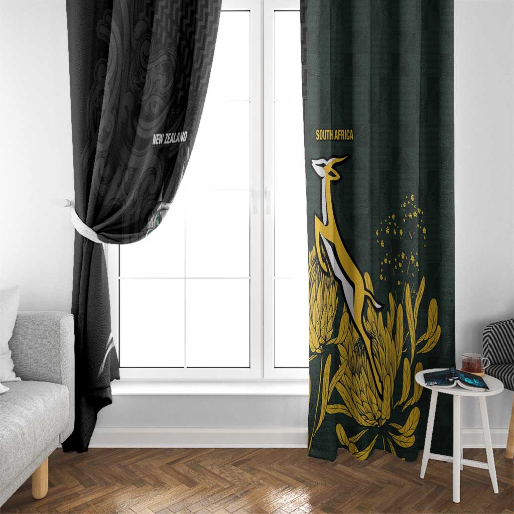 New Zealand and South Africa Rugby Window Curtain Silver Fern With Springboks