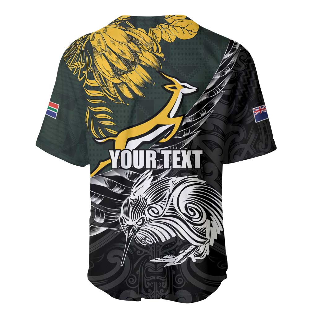 New Zealand and South Africa Rugby Personalised Baseball Jersey Maori Kiwi With Springboks