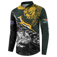 New Zealand and South Africa Rugby Personalised Button Sweatshirt Maori Kiwi With Springboks