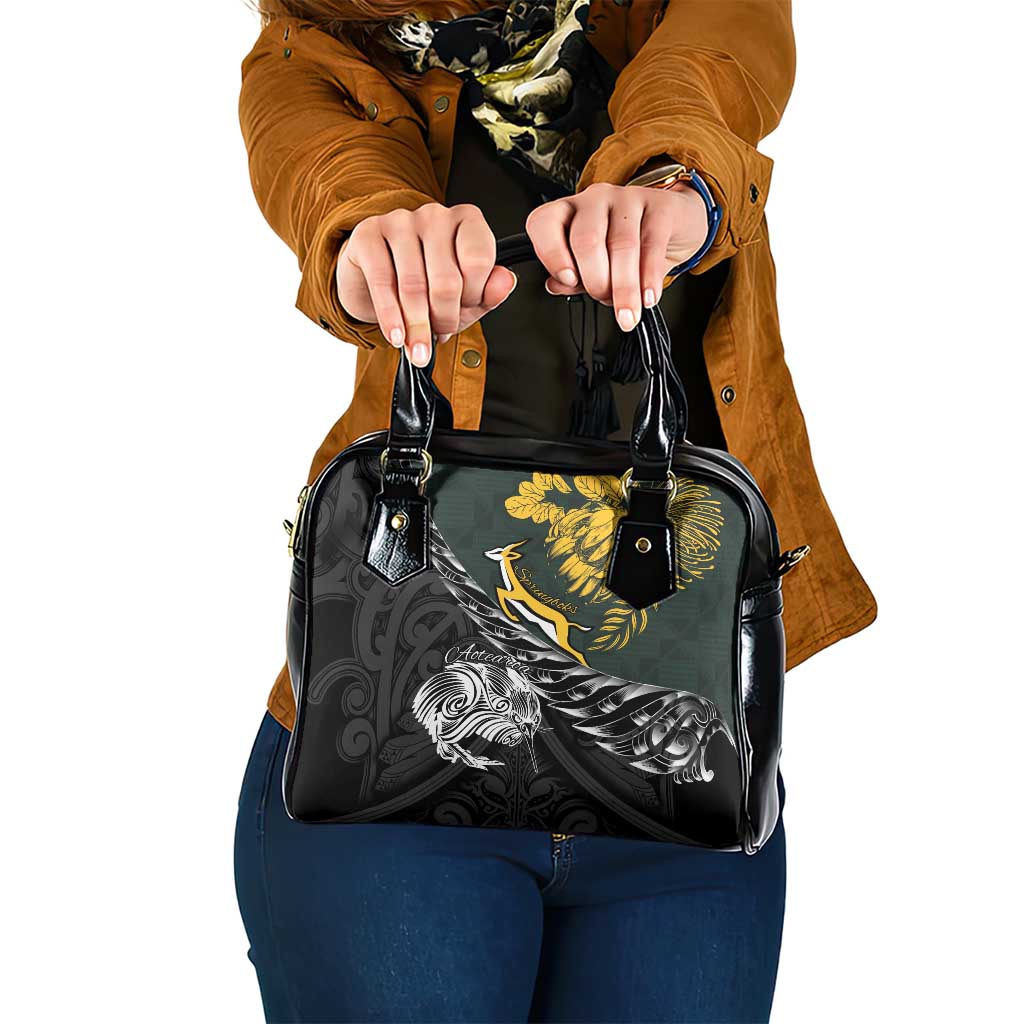New Zealand and South Africa Rugby Shoulder Handbag Maori Kiwi With Springboks