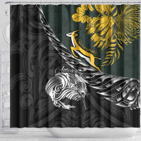 New Zealand and South Africa Rugby Shower Curtain Maori Kiwi With Springboks