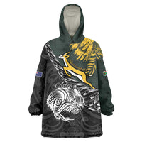 New Zealand and South Africa Rugby Personalised Wearable Blanket Hoodie Maori Kiwi With Springboks