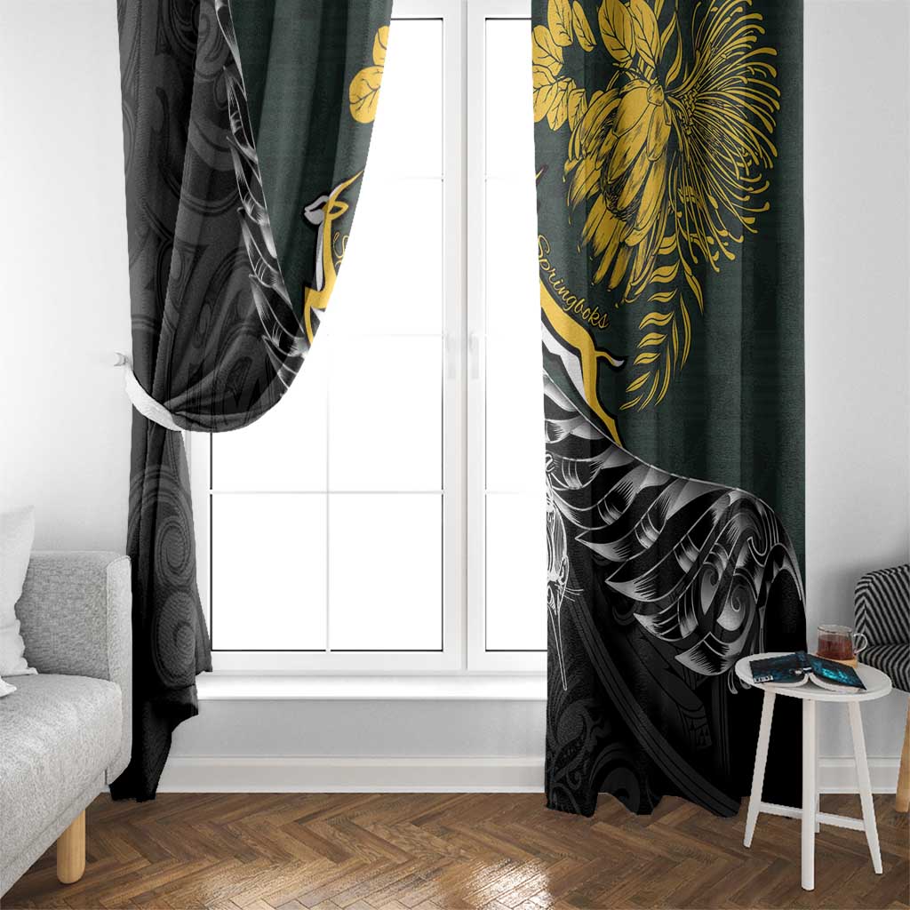 New Zealand and South Africa Rugby Window Curtain Maori Kiwi With Springboks