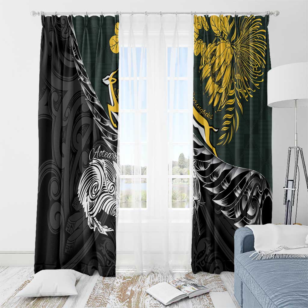 New Zealand and South Africa Rugby Window Curtain Maori Kiwi With Springboks