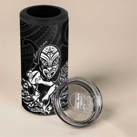 New Zealand Silver Fern Rugby Custom 4 in 1 Can Cooler Tumbler Maori Tiki Black Version