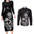 New Zealand Silver Fern Rugby Custom Couples Matching Long Sleeve Bodycon Dress and Long Sleeve Button Shirt Maori Tiki Black Version