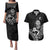 New Zealand Silver Fern Rugby Custom Couples Matching Puletasi and Hawaiian Shirt Maori Tiki Black Version