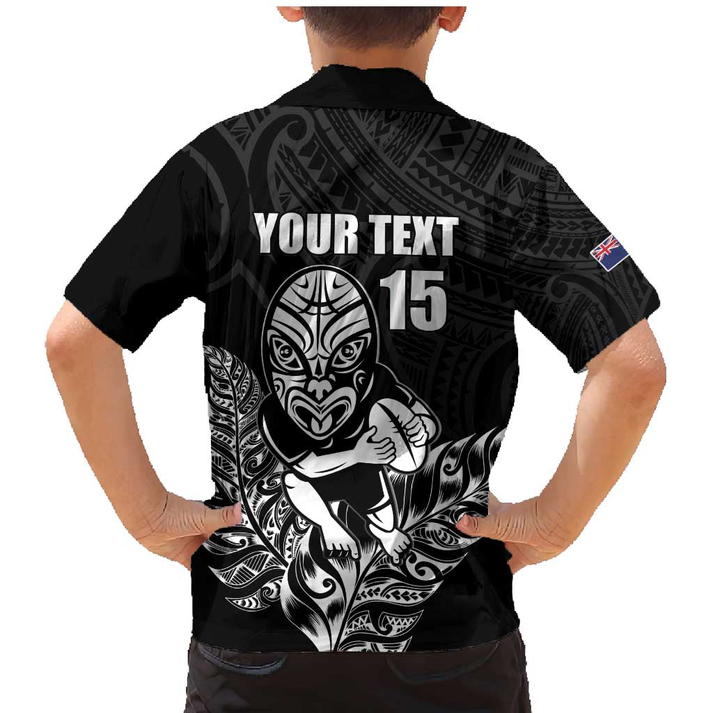 New Zealand Silver Fern Rugby Custom Family Matching Mermaid Dress and Hawaiian Shirt Maori Tiki Black Version
