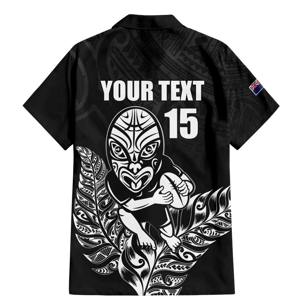 New Zealand Silver Fern Rugby Custom Family Matching Mermaid Dress and Hawaiian Shirt Maori Tiki Black Version