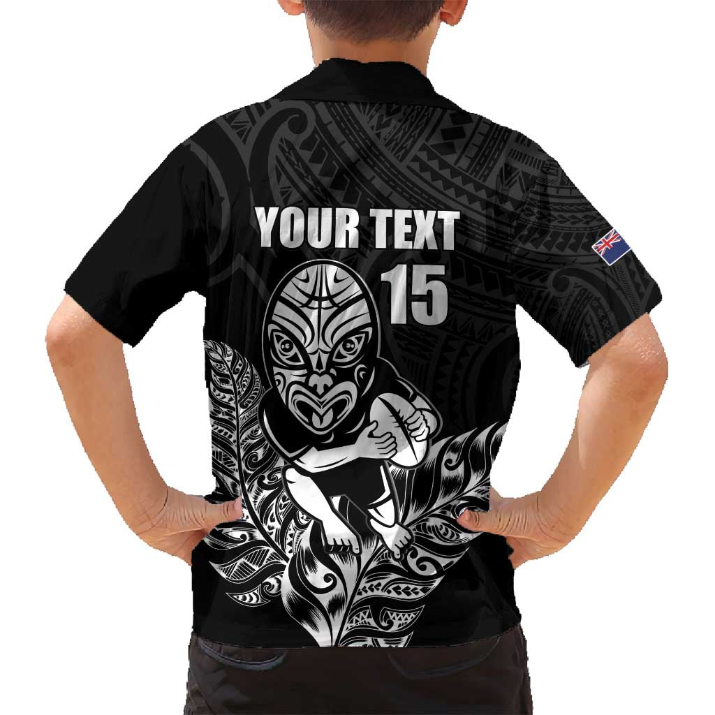 New Zealand Silver Fern Rugby Custom Family Matching Summer Maxi Dress and Hawaiian Shirt Maori Tiki Black Version