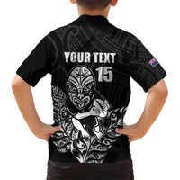 New Zealand Silver Fern Rugby Custom Family Matching Summer Maxi Dress and Hawaiian Shirt Maori Tiki Black Version