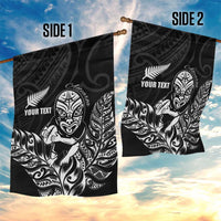 New Zealand Silver Fern Rugby Custom Garden Flag Maori Tiki Black Version