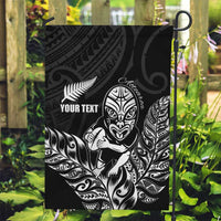 New Zealand Silver Fern Rugby Custom Garden Flag Maori Tiki Black Version