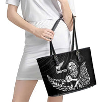 New Zealand Silver Fern Rugby Custom Leather Tote Bag Maori Tiki Black Version