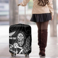 New Zealand Silver Fern Rugby Custom Luggage Cover Maori Tiki Black Version