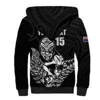New Zealand Silver Fern Rugby Custom Sherpa Hoodie Maori Tiki Black Version