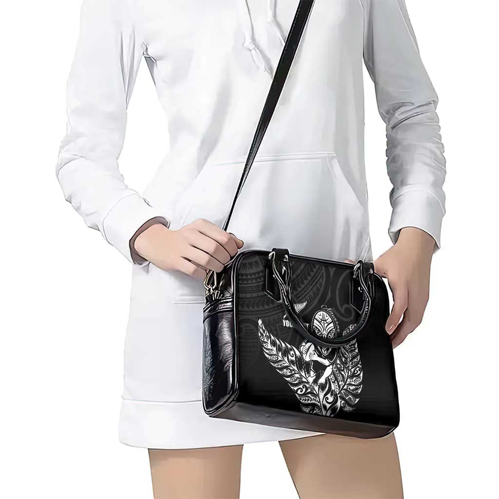 New Zealand Silver Fern Rugby Custom Shoulder Handbag Maori Tiki Black Version