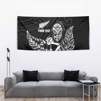 New Zealand Silver Fern Rugby Custom Tapestry Maori Tiki Black Version