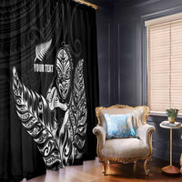 New Zealand Silver Fern Rugby Custom Window Curtain Maori Tiki Black Version