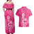 New Zealand Silver Fern Rugby Custom Couples Matching Off Shoulder Maxi Dress and Hawaiian Shirt Maori Tiki Pink Version
