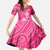 New Zealand Silver Fern Rugby Custom Family Matching Off The Shoulder Long Sleeve Dress and Hawaiian Shirt Maori Tiki Pink Version