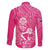 New Zealand Silver Fern Rugby Custom Family Matching Off The Shoulder Long Sleeve Dress and Hawaiian Shirt Maori Tiki Pink Version