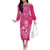 New Zealand Silver Fern Rugby Custom Family Matching Off The Shoulder Long Sleeve Dress and Hawaiian Shirt Maori Tiki Pink Version