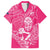 New Zealand Silver Fern Rugby Custom Family Matching Off Shoulder Maxi Dress and Hawaiian Shirt Maori Tiki Pink Version