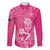 New Zealand Silver Fern Rugby Custom Family Matching Off Shoulder Maxi Dress and Hawaiian Shirt Maori Tiki Pink Version