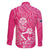 New Zealand Silver Fern Rugby Custom Family Matching Off Shoulder Maxi Dress and Hawaiian Shirt Maori Tiki Pink Version