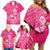 New Zealand Silver Fern Rugby Custom Family Matching Off Shoulder Short Dress and Hawaiian Shirt Maori Tiki Pink Version