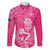 New Zealand Silver Fern Rugby Custom Family Matching Short Sleeve Bodycon Dress and Hawaiian Shirt Maori Tiki Pink Version