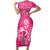New Zealand Silver Fern Rugby Custom Family Matching Short Sleeve Bodycon Dress and Hawaiian Shirt Maori Tiki Pink Version