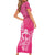 New Zealand Silver Fern Rugby Custom Family Matching Short Sleeve Bodycon Dress and Hawaiian Shirt Maori Tiki Pink Version
