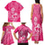 New Zealand Silver Fern Rugby Custom Family Matching Tank Maxi Dress and Hawaiian Shirt Maori Tiki Pink Version