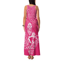 New Zealand Silver Fern Rugby Custom Family Matching Tank Maxi Dress and Hawaiian Shirt Maori Tiki Pink Version