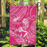 New Zealand Silver Fern Rugby Custom Garden Flag Maori Tiki Pink Version