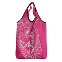 New Zealand Silver Fern Rugby Custom Grocery Bag Maori Tiki Pink Version