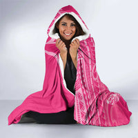 New Zealand Silver Fern Rugby Custom Hooded Blanket Maori Tiki Pink Version