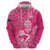 New Zealand Silver Fern Rugby Custom Hoodie Maori Tiki Pink Version