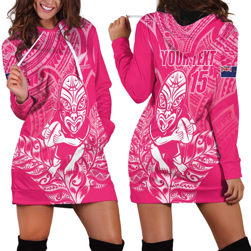 New Zealand Silver Fern Rugby Custom Hoodie Dress Maori Tiki Pink Version