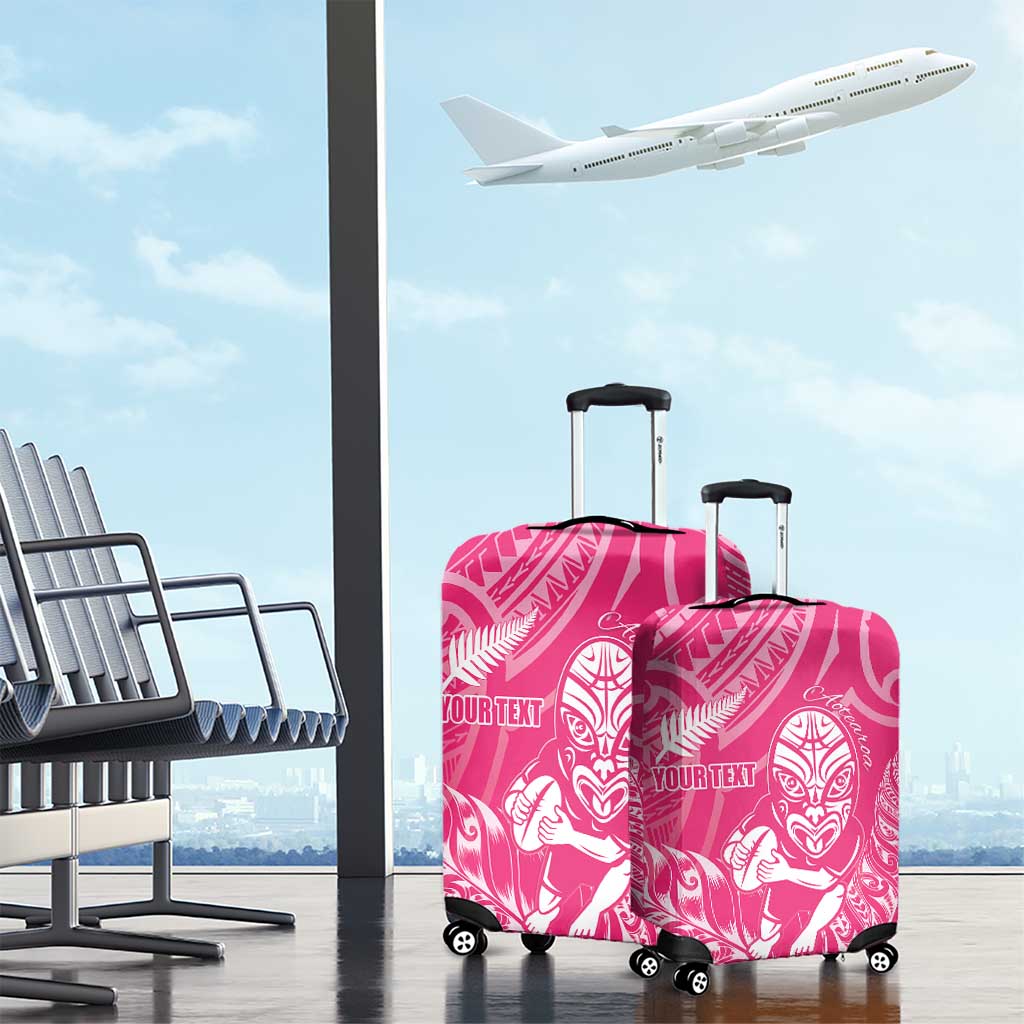 New Zealand Silver Fern Rugby Custom Luggage Cover Maori Tiki Pink Version